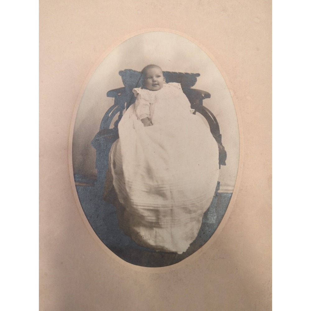 Antique Cabinet Card Baby Photo Victorian Portrait Rowe Weeks Schenectady NY